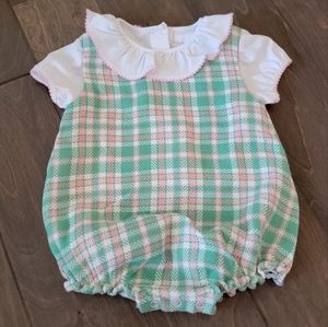 NWT TBBC Beaufort bonnet girl Brooksy Bubble Set Putney Plaid White and PalmPink